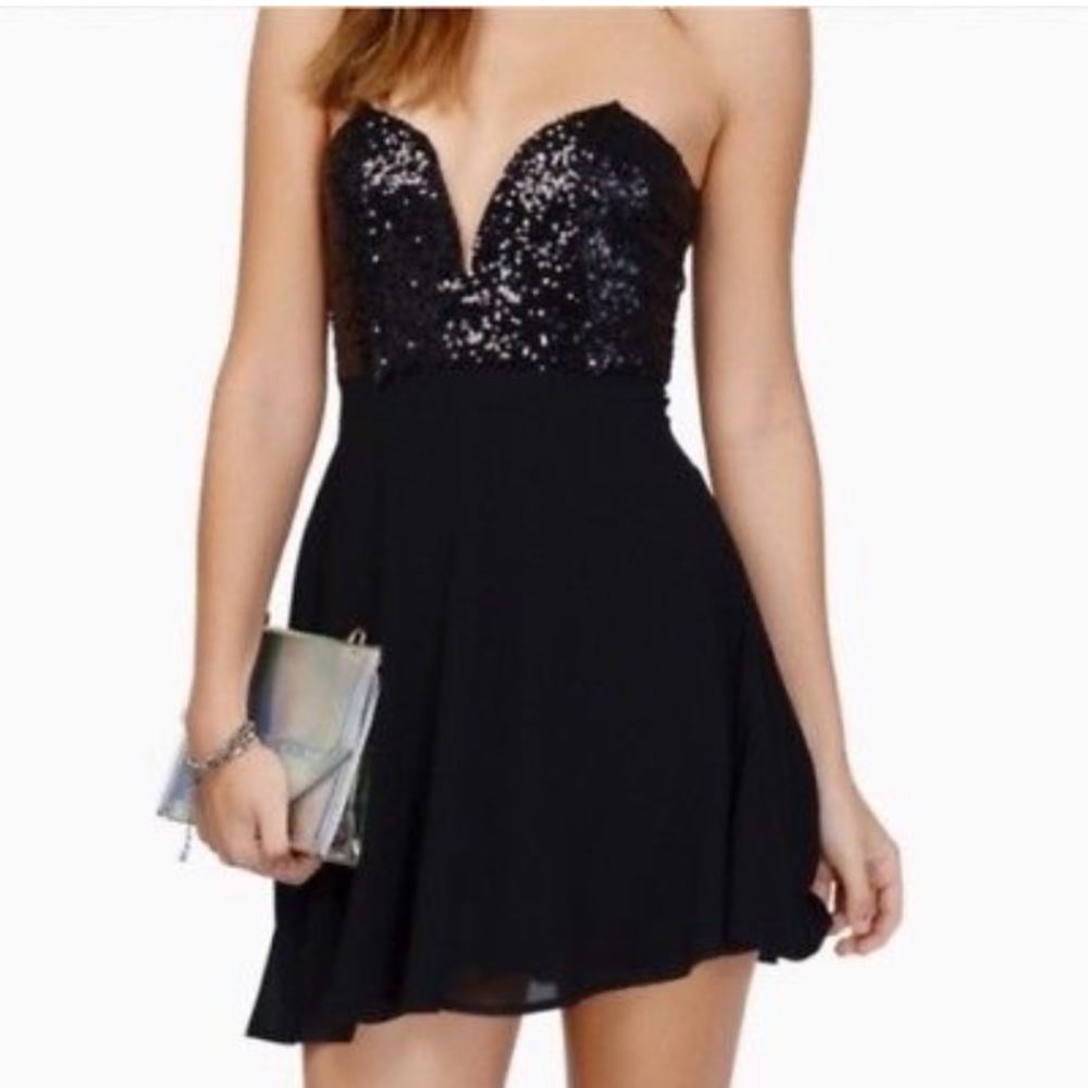 Black mini dress with sequins